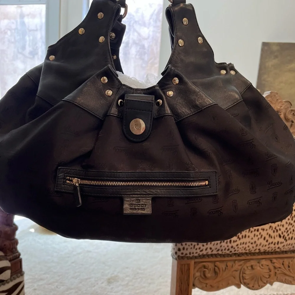 Gucci Guccissima Studded Leather Pelham Shoulder Bag Ltd Ed Rare 1990